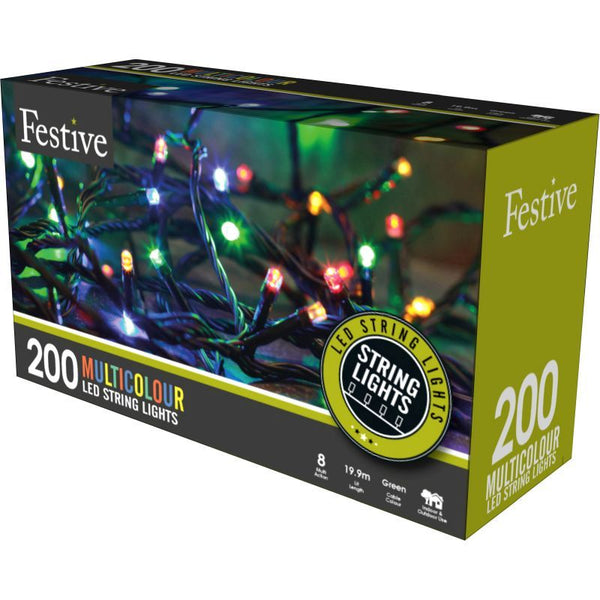 200 Multi Function LED String Lights Multi-Coloured