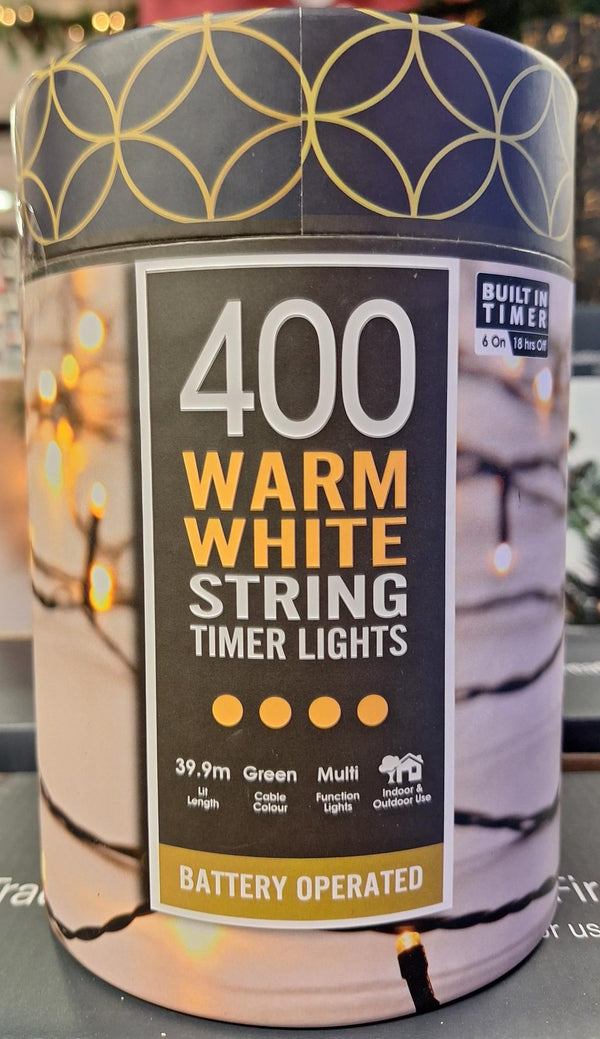 400 Battery Lights with Timer Warm White