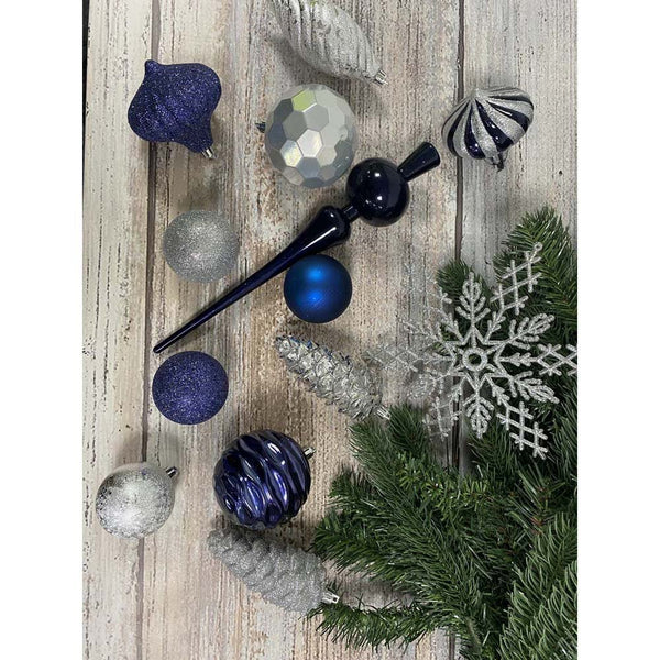 Bauble Set 70 Piece Navy & Silver