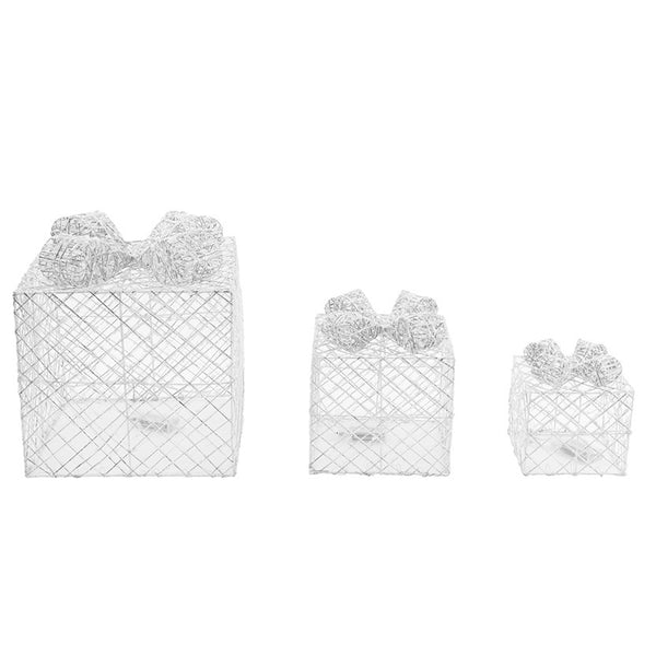 Silver Woven Gift Box Set of 3