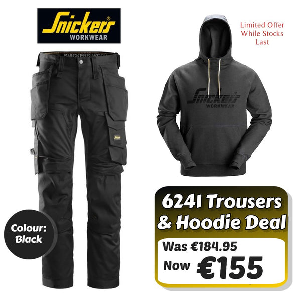 Snickers 6241 Black Slim Leg Trousers & Hoodie Deal