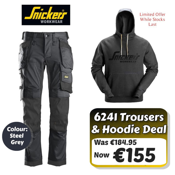 Snickers 6241 Grey Slim Leg Trousers & Hoodie Deal