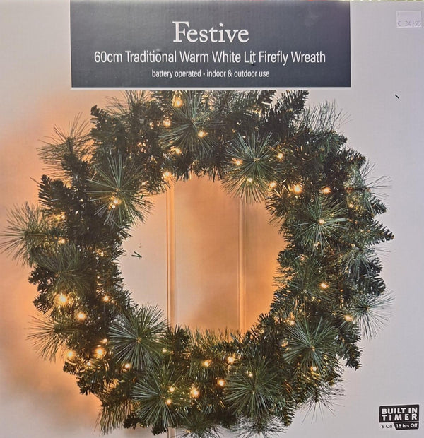 Firefly 60cm Pre-Lit Wreath