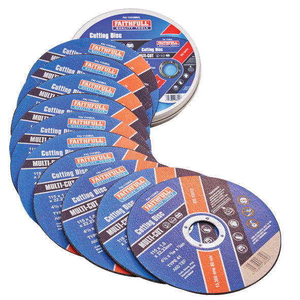 Faithfull 115mm (4.5in) Multi-Cut Discs 10 Pack