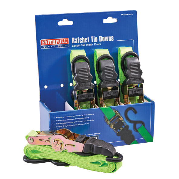 Faithfull 4 Piece Ratchet Tie Down Set