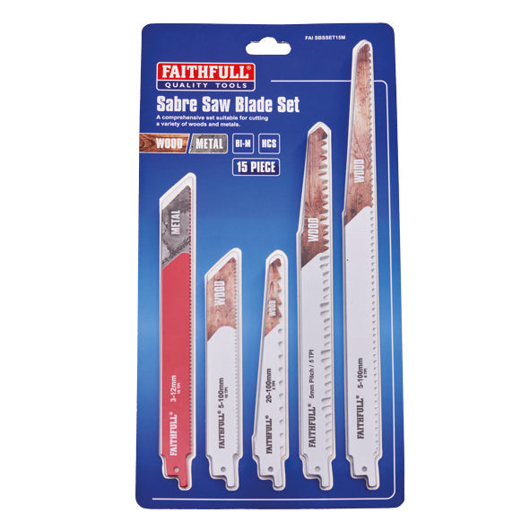 Faithfull 15 Piece Sabre Saw Blade Set