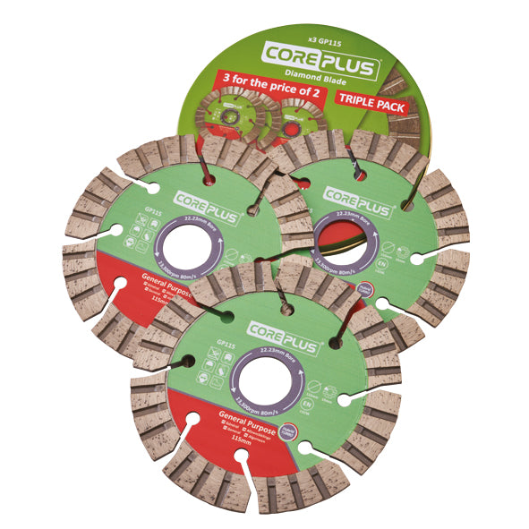 CorePlus Hybrid 115mm Turbo Diamond Blade Triple Pack