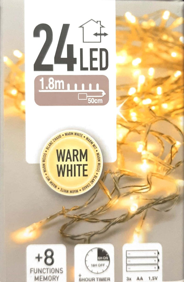 24 LED Battery-Operated Lights Warm White