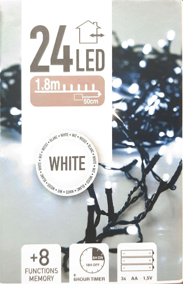 24 LED Battery Operated Lights White