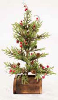 Red Berry Christmas Pine Tree Medium