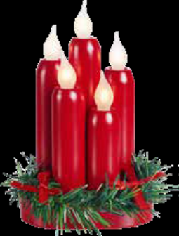 Candle Cluster With Christmas Wreath Red