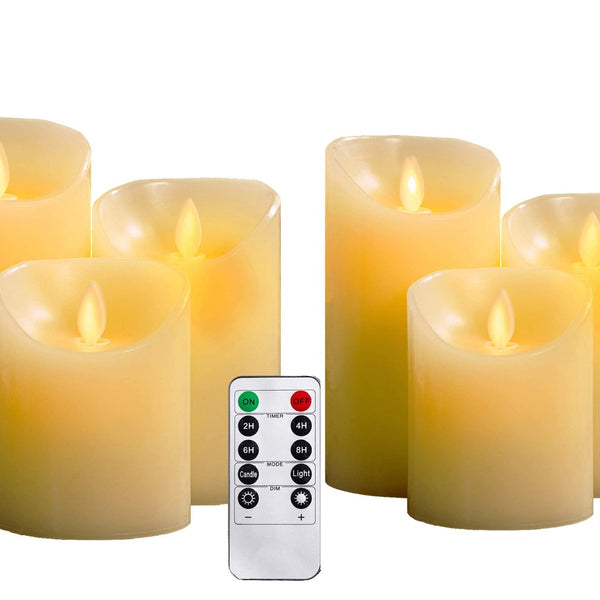 Church Candles with Remote Control 6 Pack